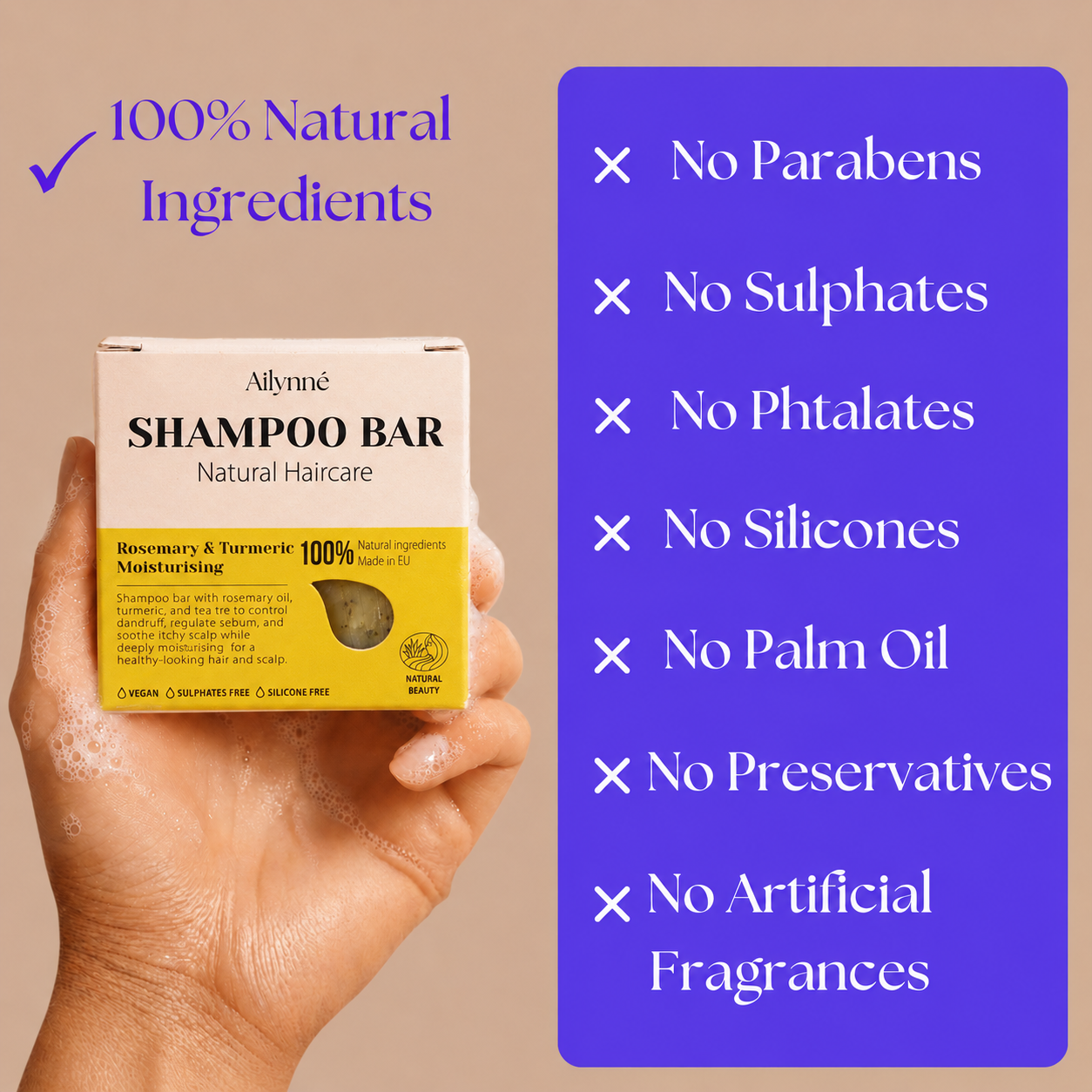 Anti Dandruff Shampoo Bar - Rosemary & Turmeric | 80g